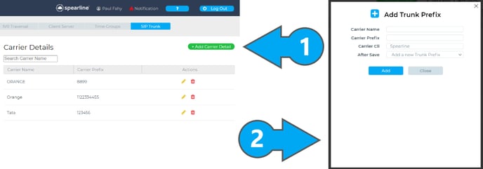 Add Carrier Detail Steps